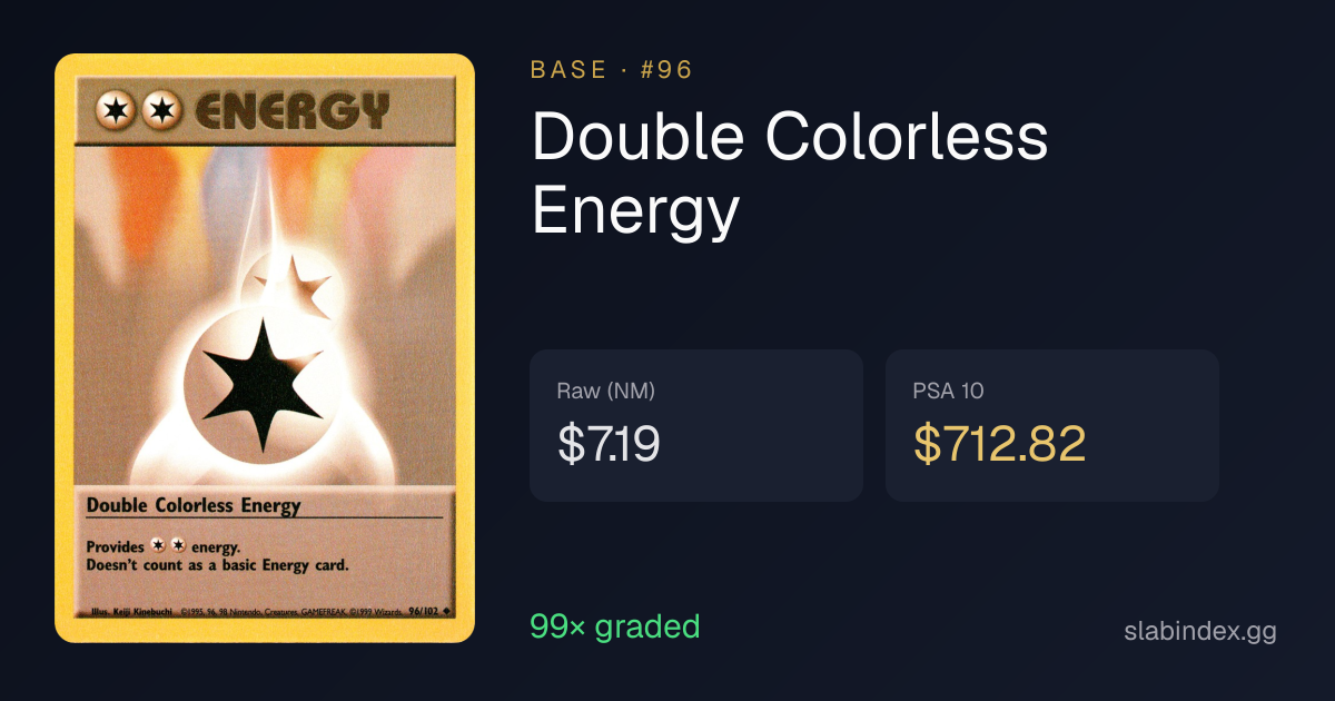 Double Colorless Energy (Base #96): price $7.19, PSA 10 $713 | SlabIndex